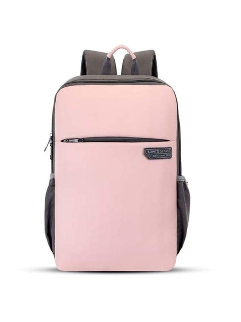 lavie sport pink & grey solid laptop backpack