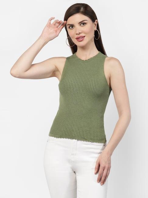 kalt green cotton regular fit top