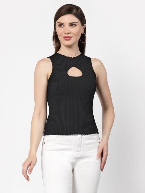 kalt black cotton regular fit top