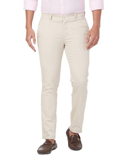 parx beige super slim fit trousers