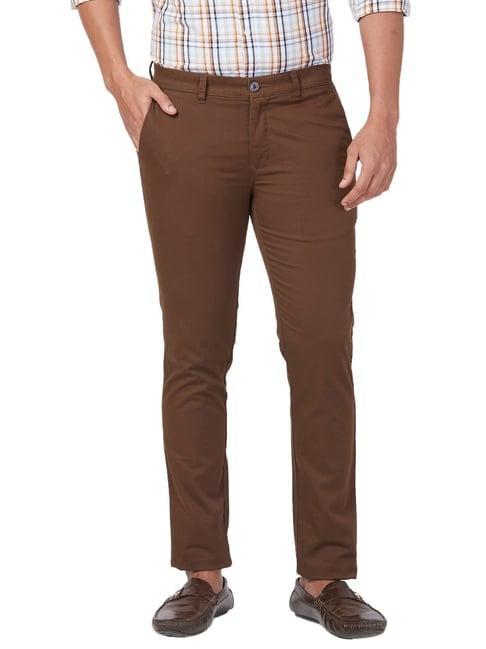 parx brown super slim fit trousers