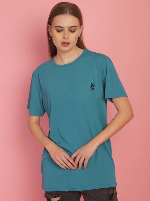 vimal jonney teal blue cotton sports t-shirt