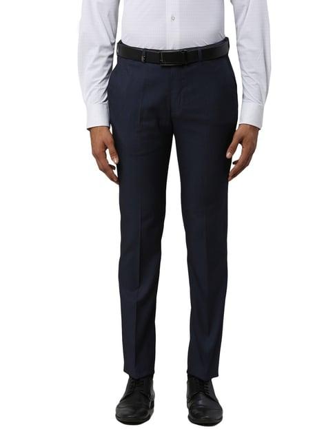 park avenue blue super slim fit texture trousers