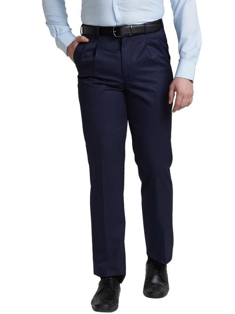 park avenue blue comfort fit trousers