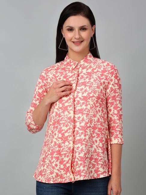 cantabil dark pink & cream floral print tunic