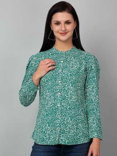 cantabil green & white printed tunic