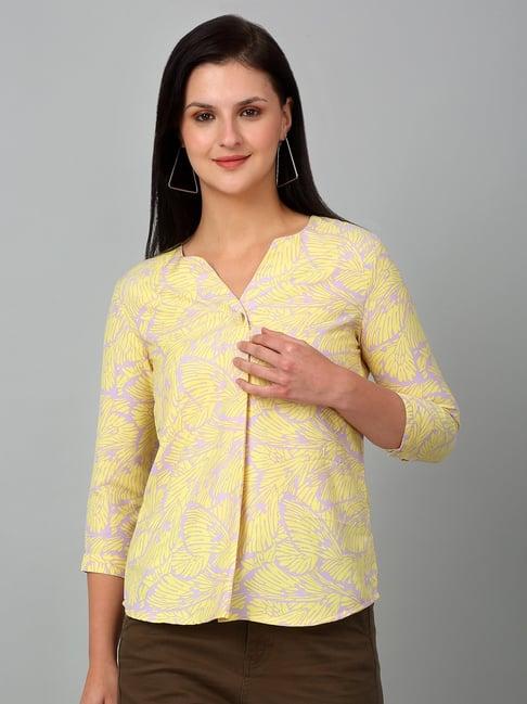 cantabil yellow & lavender printed top