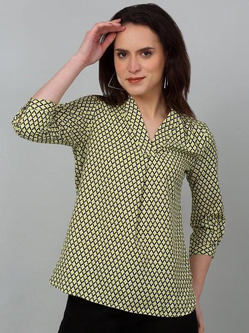 cantabil green & black printed top