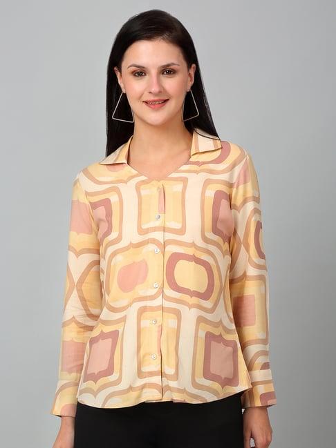 cantabil beige & brown printed top