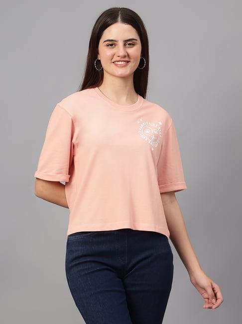 cantabil peach graphic print t-shirt