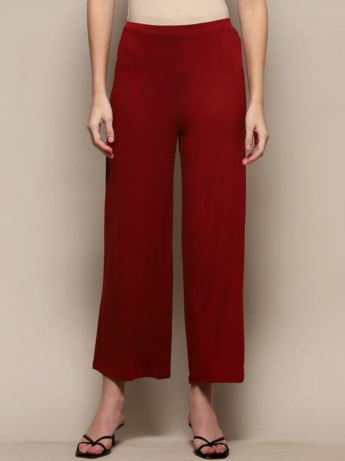 biba maroon regular fit palazzo