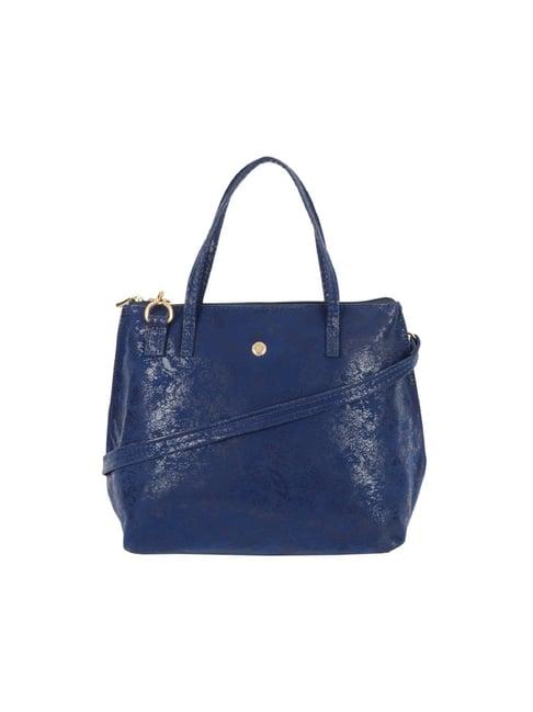 baggit blue textured medium handbag