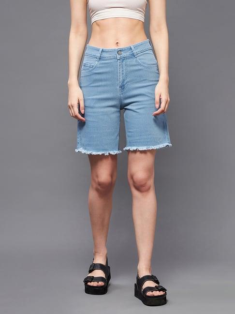 miss chase blue denim regular fit shorts