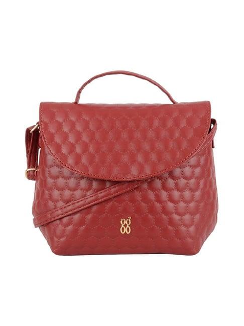 baggit red quilted small satchel handbag