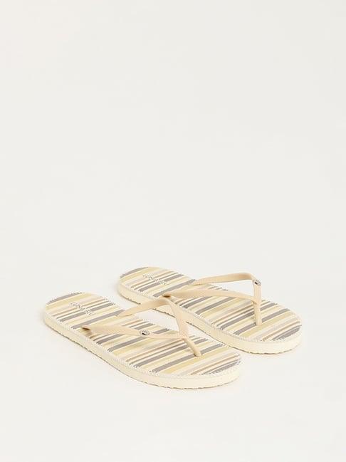 luna blu by westside beige striped flip-flop