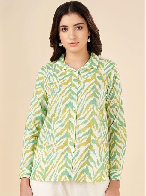 akkriti by pantaloons linden green printed shirt