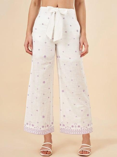 akkriti by pantaloons snow white printed flared pants