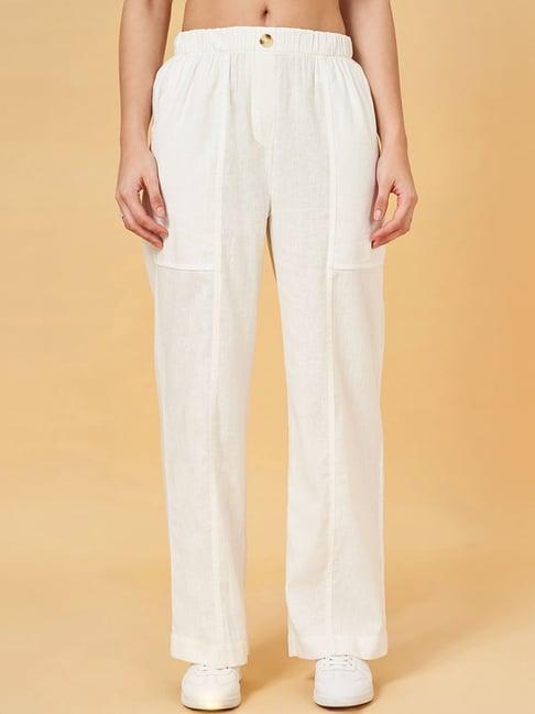 honey by pantaloons white mid rise pants