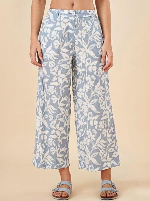 akkriti by pantaloons dream blue floral print flared pants