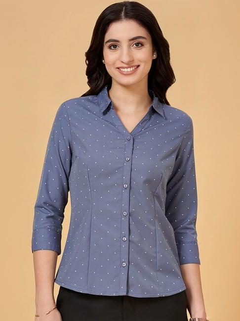 annabelle by pantaloons grey printed formal shirt