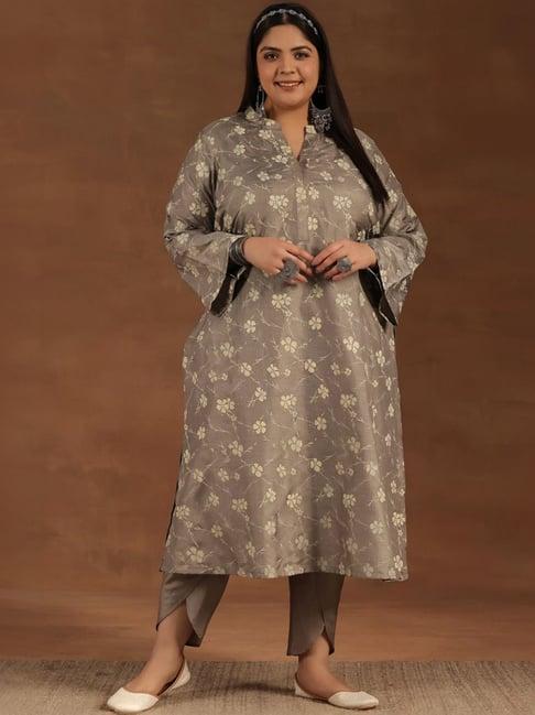 extra love by libas grey printed kurta dhoti pant set