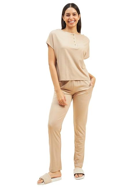 sweet dreams beige top with pyjamas