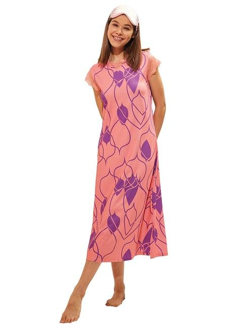 sweet dreams peach printed night dress