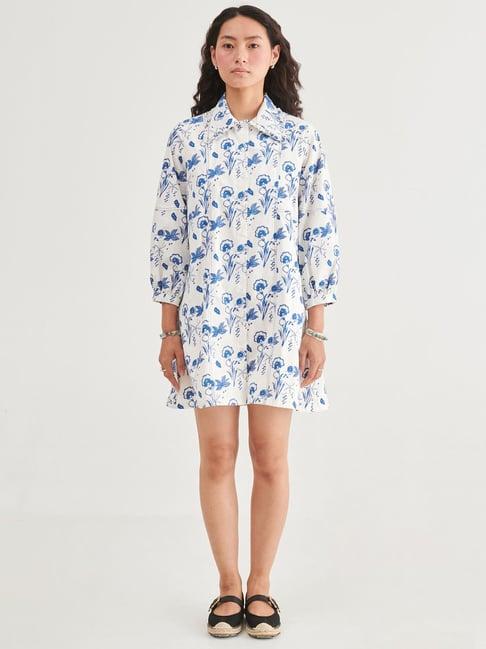 prakriti jaipur indigo white short dress