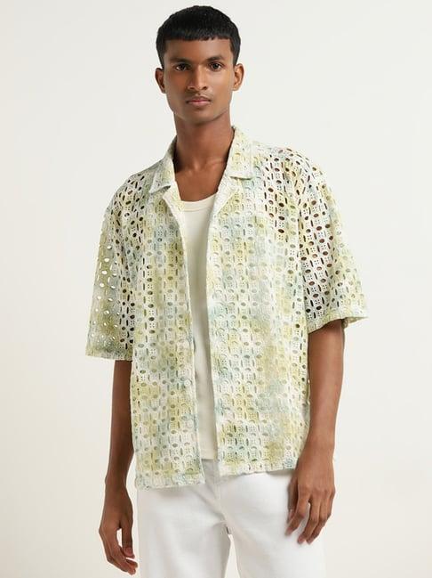 nuon by westside multicolour cut-out detailed relaxed-fit cotton shirt