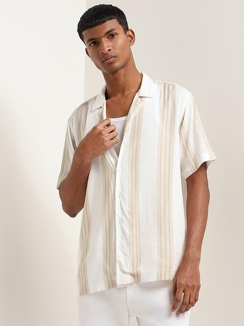 nuon by westside off-white relaxed-fit striped shirt