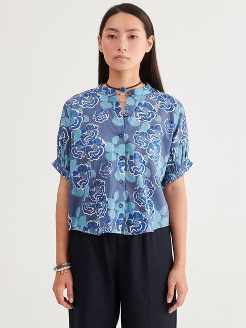 prakriti jaipur indigo floral shirt