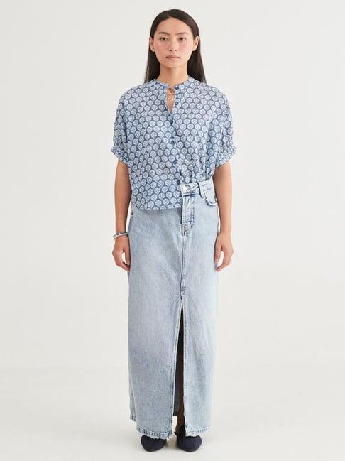 prakriti jaipur indigo tulip shirt