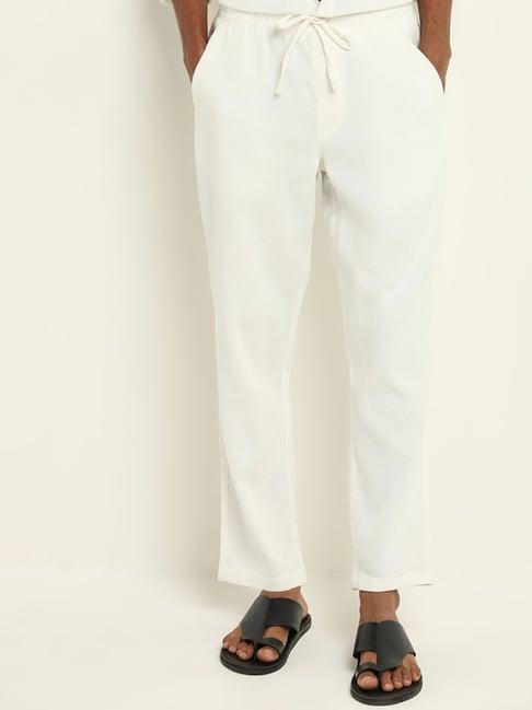 eta by westside off-white relaxed-fit mid-rise cotton chinos