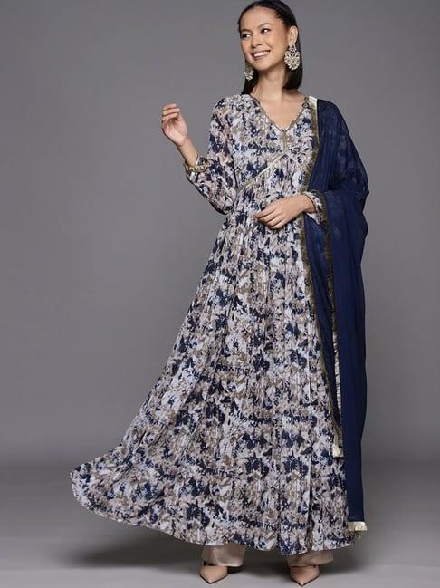 varanga multicolored printed anarkali kurta with dupatta