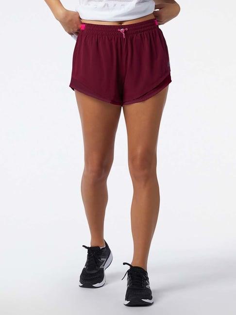 new balance maroon regular fit sports shorts