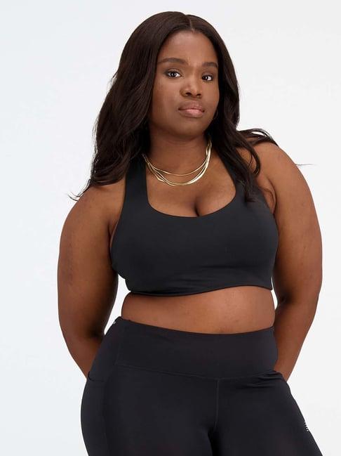 new balance black round neck sports bra