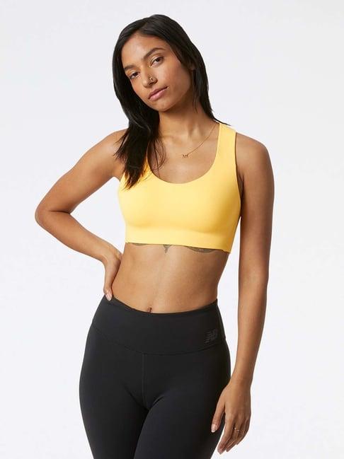 new balance yellow round neck sports bra