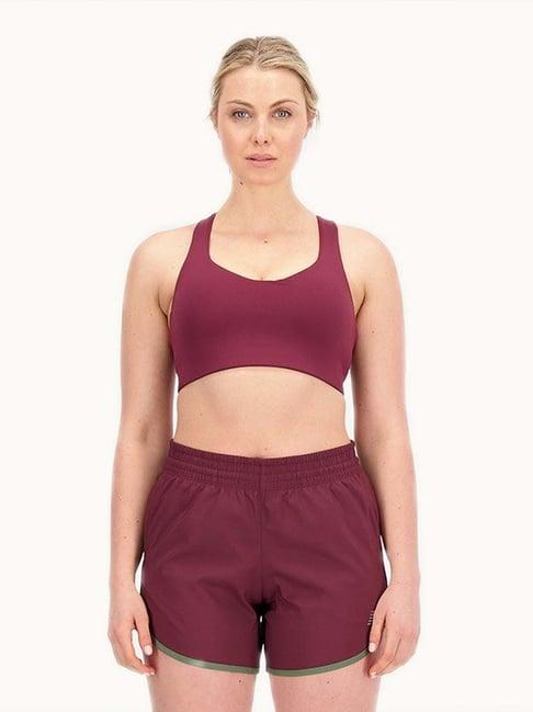 new balance maroon round neck sports bra