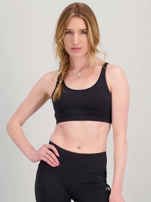 new balance black round neck sports bra