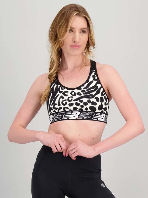 new balance black & white printed sports bra