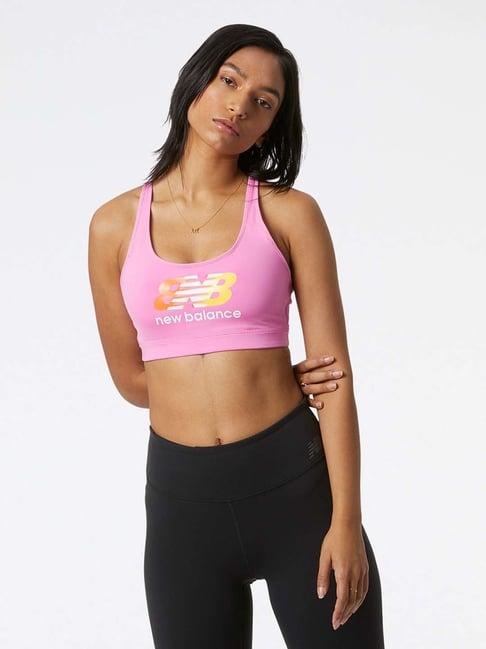 new balance pink printed sports bra