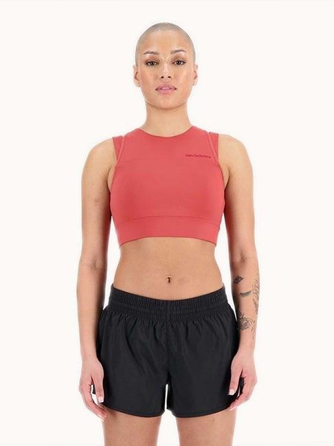 new balance peach round neck sports bra