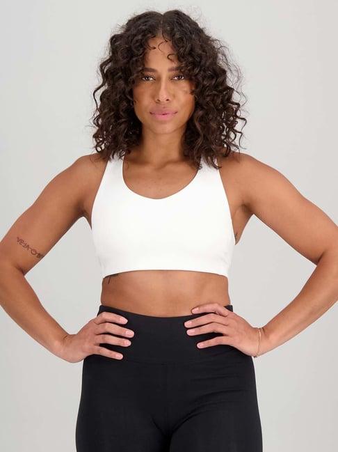 new balance white & black color-block sports bra