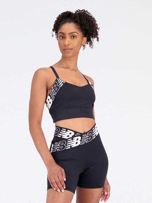 new balance black printed sports bra