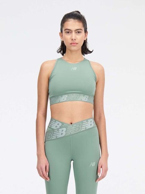 new balance green printed sports bra