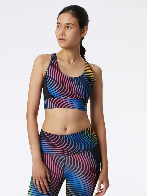 new balance black printed sports bra