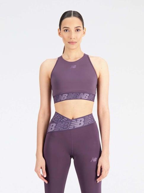 new balance purple printed sports bra