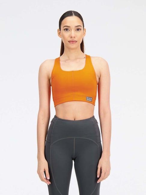 new balance orange square neck sports bra