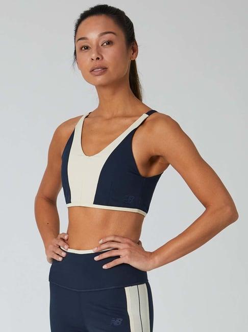 new balance black & white color-block sports bra