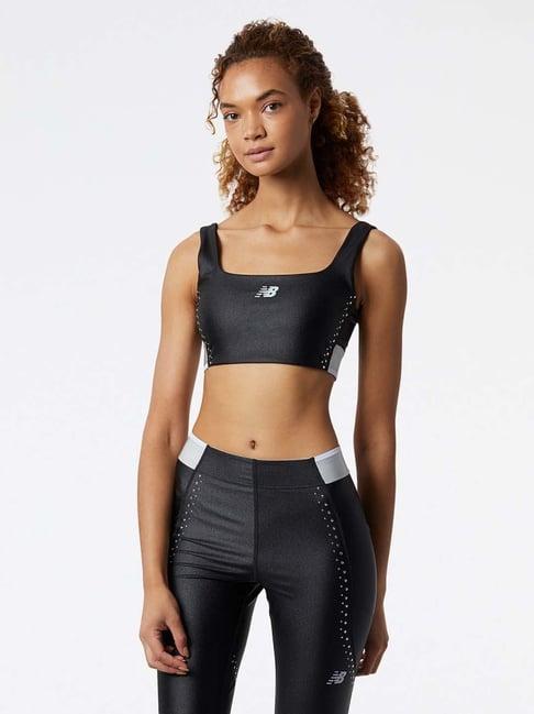 new balance black printed sports bra